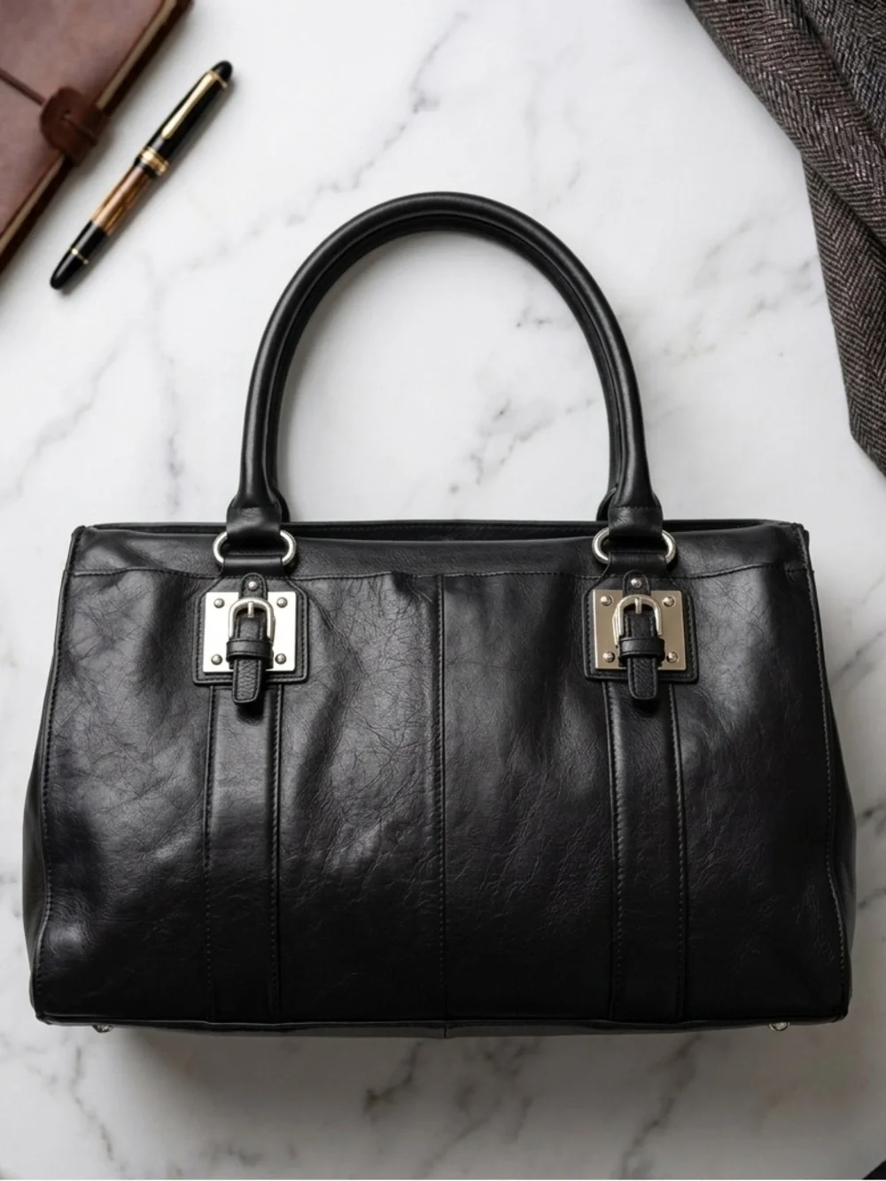 WILSONS LEATHER Laptop/Briefcase Bag Black‎ Strap/Handle